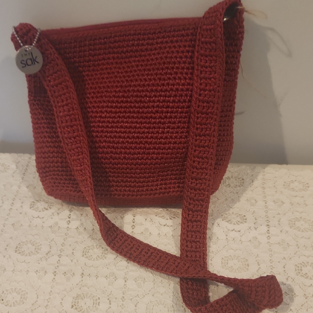 The Sak Red Crochet Crossbody Bag